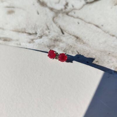 Ruby Gold Stud Earrings__White Gold