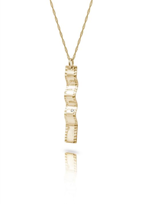 Gold Wave Necklace With Diamond__Yellow Gold