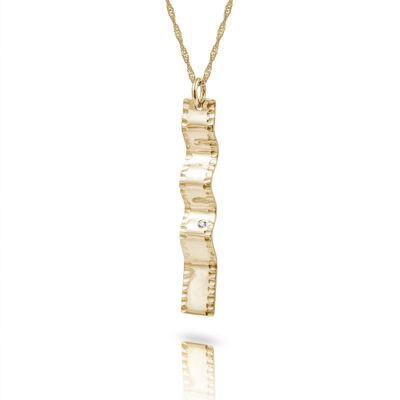 Gold Wave Necklace With Diamond__Yellow Gold