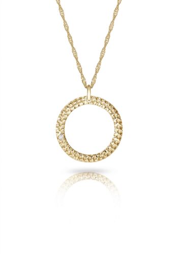 Collier Halo en or avec diamant blanc__Or jaune 3