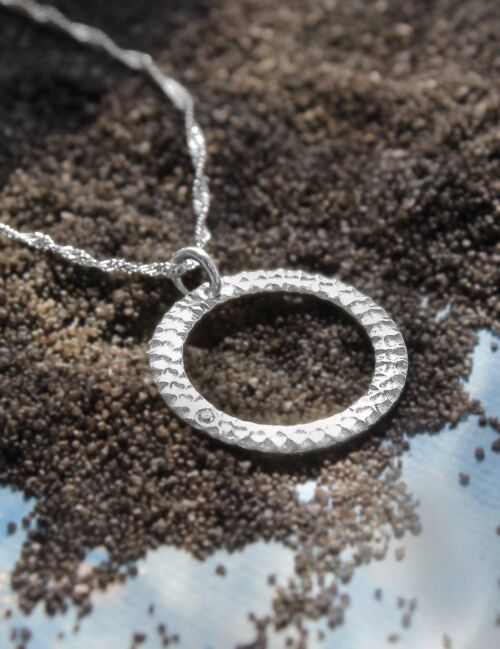 Silver Halo Necklace With Diamond
