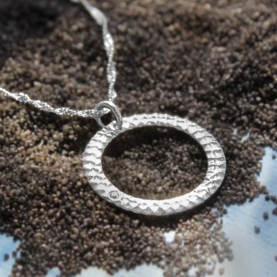 Silver Halo Necklace With Diamond