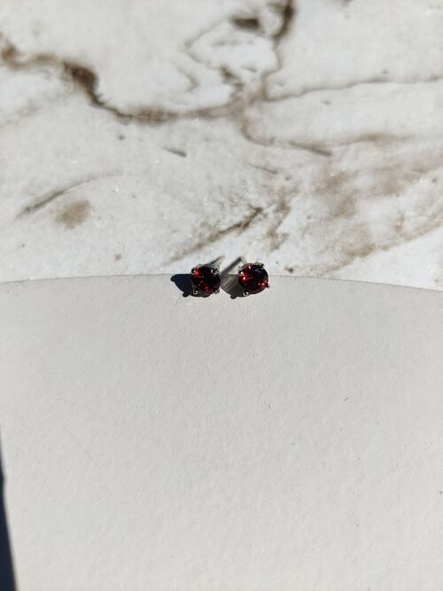 Garnet Stud Earrings In Gold__White Gold