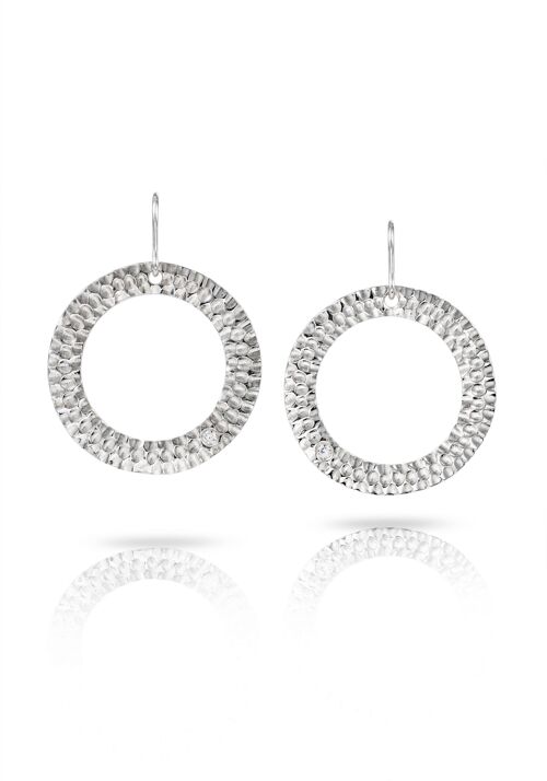 Silver Halo Earrings With Diamonds