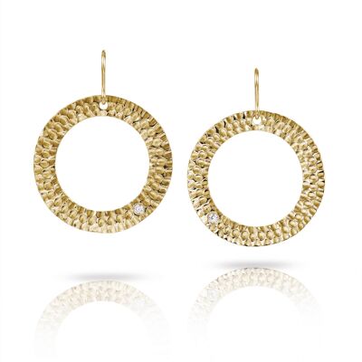Gold Halo Earrings With Diamonds__Yellow Gold