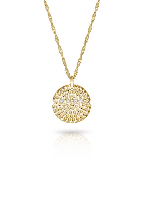 Disc Necklace With Diamonds__Yellow Gold