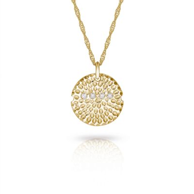 Collar Disco Con Diamantes__ Oro Amarillo