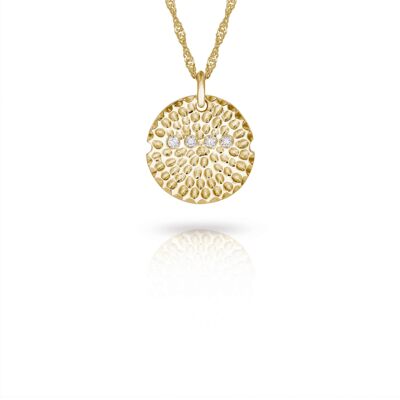 Collar Disco Con Diamantes__ Oro Amarillo