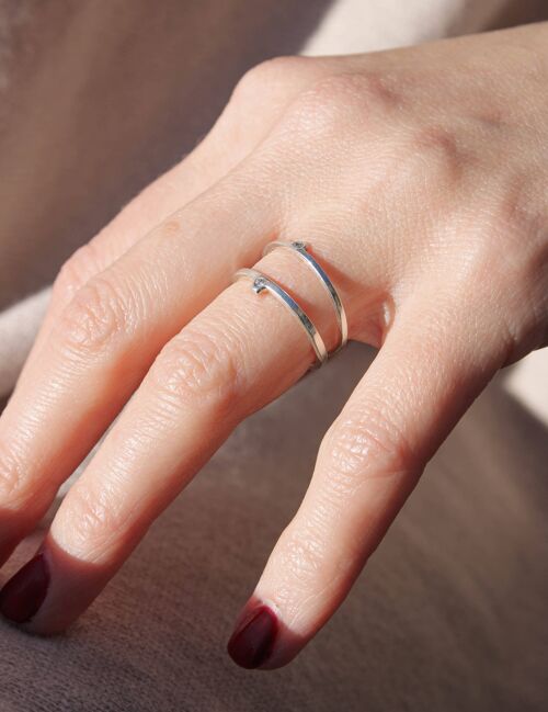 Silver Dainty Stacking Ring With Stunning White Diamond