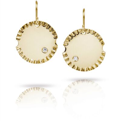 Gold Disc Earrings With Diamonds__Yellow Gold