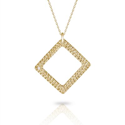 Square Solo Necklace With Diamond__Yellow Gold