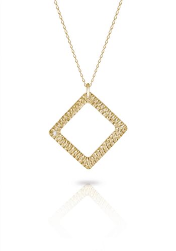 Collier Solo Carré Avec Diamant__Or Jaune 1