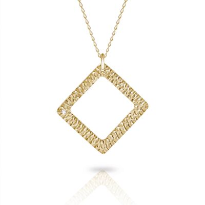 Quadratische Solo-Halskette mit Diamant__Gelbgold