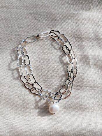 Bracelet Double Chaîne Avec Perle Baroque 3