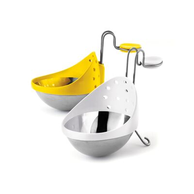 Stainless steel egg poacher - yellow / white, set of 2