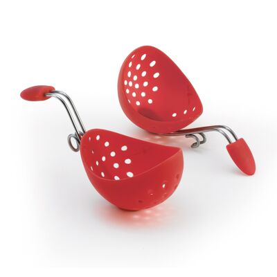 Silicone egg poacher - red, set of 2