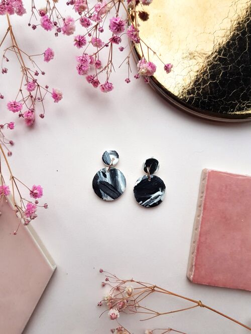 Black and White Tiny Drops Earrings