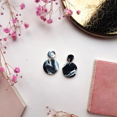 Black and White Tiny Drops Earrings