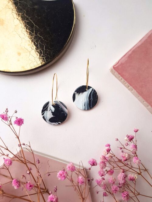 Black and White Circle Earrings