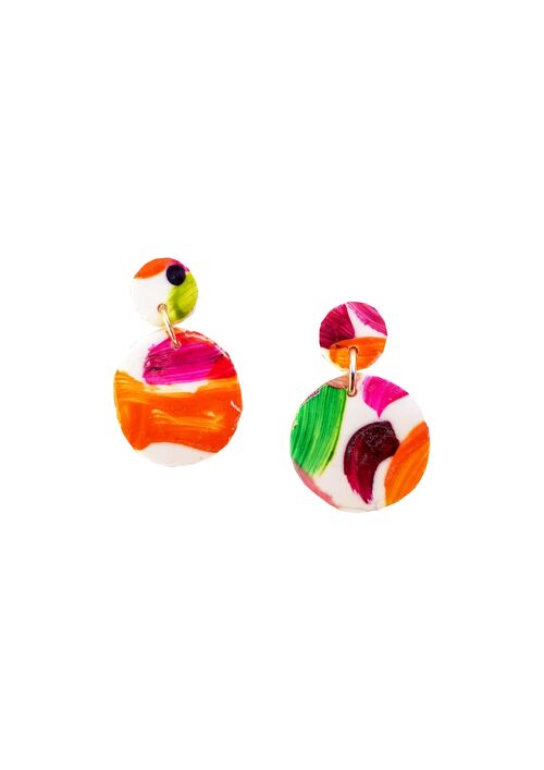 Abstract Rainbow Tiny Drop Clay Earrings