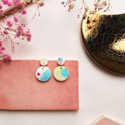 Pastel Coloured Polymer Clay Tiny Drop Earrings