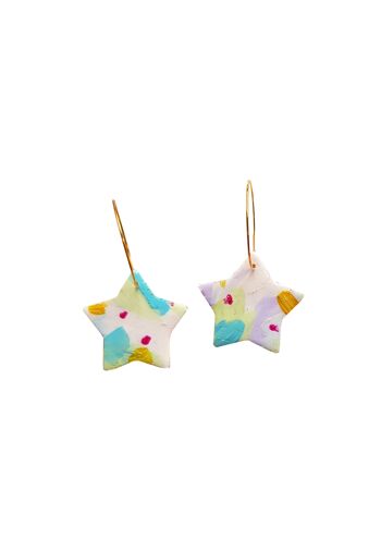 Boucles d'oreilles étoiles en pâte polymère de couleur pastel 3