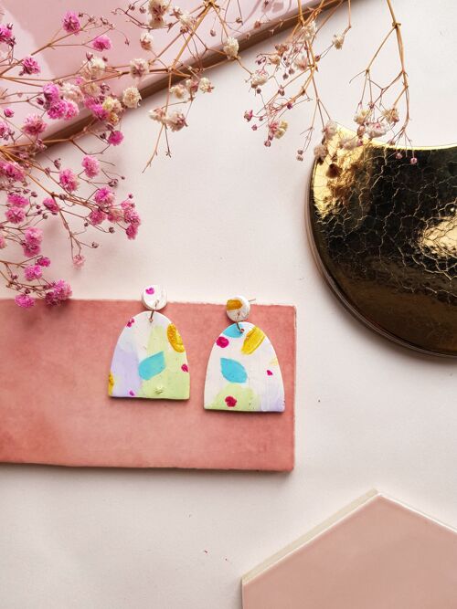 Pastel Coloured Polymer Clay Arch Earrings