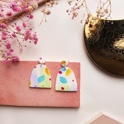 Pastel Coloured Polymer Clay Arch Earrings