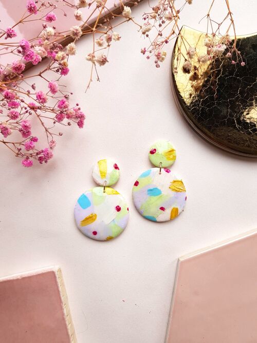 Pastel Coloured Polymer Clay Drop Earrings