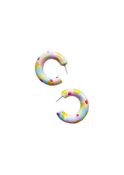 Pastel Coloured Polymer Clay Regular Hoop Earrings