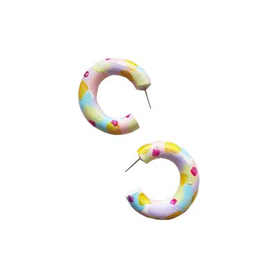 Pastel Coloured Polymer Clay Regular Hoop Earrings