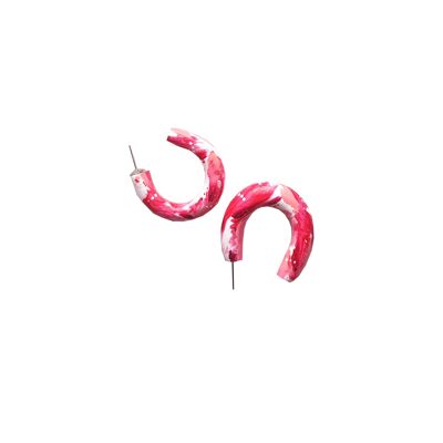 Red, Pink and White Artistic Regular Hoop Earrings