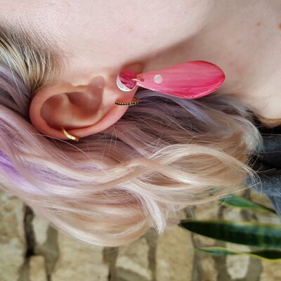 Boucles d'oreilles Stella en pâte polymère artistique colorées rouges, roses et blanches