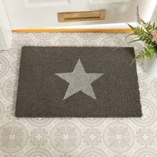 Grey Glitter Star Doormat