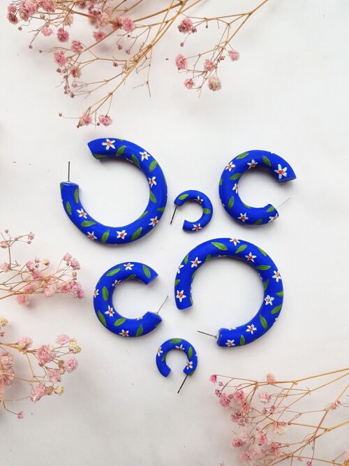 Bright Blue Daisy Hoops , Blue L Hoops