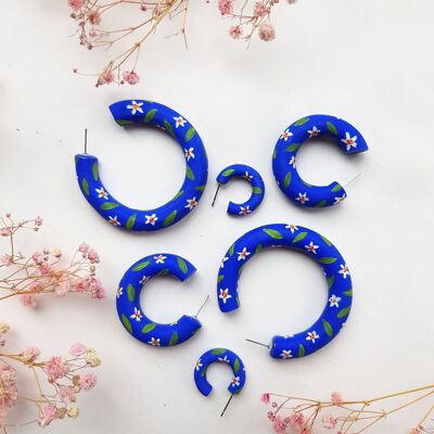 Bright Blue Daisy Hoops , Blue to Hoops