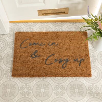 Come in & Cosy up Grey Doormat