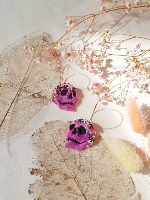 Flower Skulls , L Large Earrings