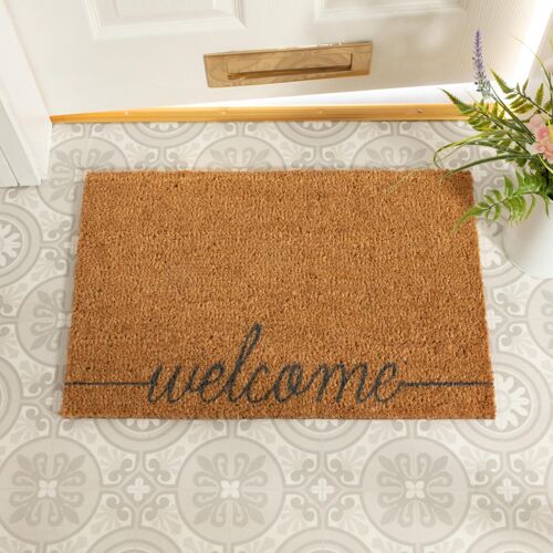 Welcome Scribble Grey Doormat