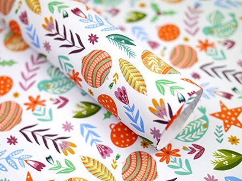 Festive Folk Birds & Florals Recycled Gift Wrap