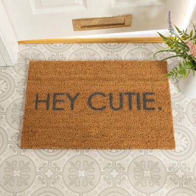 Hey Cutie Grey Doormat