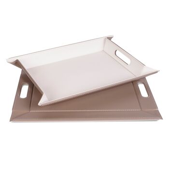 DUO - plateau réversible, blanc / taupe, petit 1