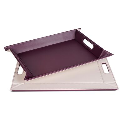 DUO - reversible tray, plum / ivory, small