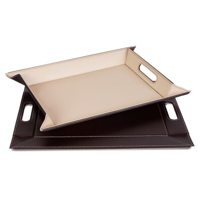 DUO - plateau réversible, marron chocolat / couleur crème, petit