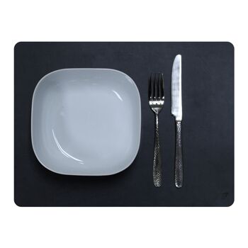 Set de table en cuir recyclé, rectangulaire, noir 2