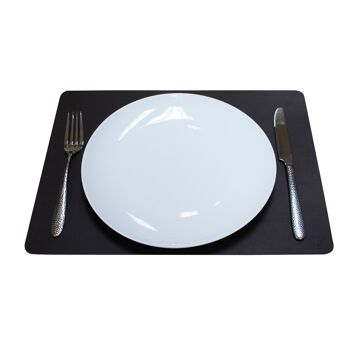Set de table en cuir recyclé, rectangulaire, noir 3