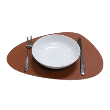 Set de table en cuir recyclé, galet, marron clair 3