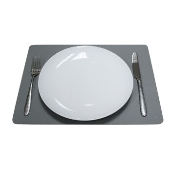 Set de table en cuir recyclé, rectangulaire, gris 3