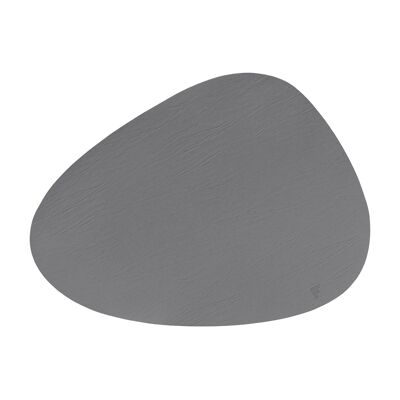 Recycled leather placemat, pebble-shaped, gray