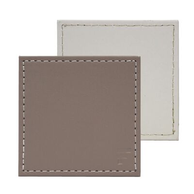 Untersetzer weiß/taupe, Kunstleder, 4er Set